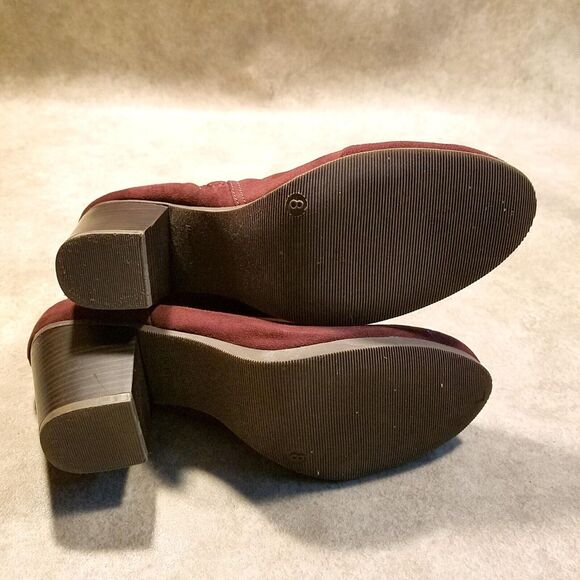 Old Navy Womens 978719-03-1 Size 8 Wine Red Textile Block Heeled Ankle Boot Boot - Picture 8 of 9